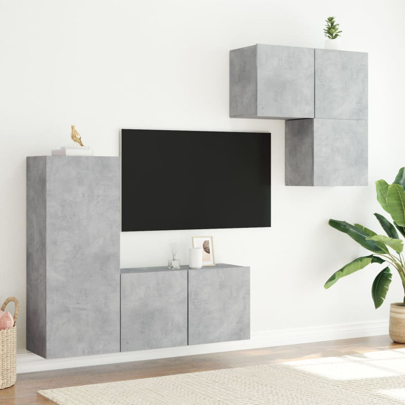 Unfinished Entertainment Centre for TVs up to 28" with Fireplace Included, Concrete Grey