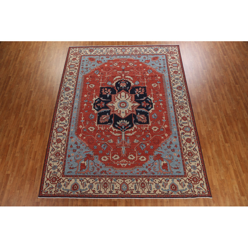 Tapis oriental rouge noué à la main 10 x 13