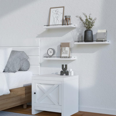Floating Shelves With Metal Guardrail, Shelves For Wall Decor Set Of 3, Wall Shelves For Bedroom, Bathroom, Kitchen, Living Room, Plants, Picture Frames, Art