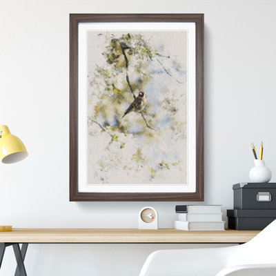 Goldfinch Bird in a Cherry Tree - Picture Frame Painting