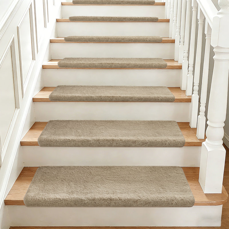 Tapis d'escalier intérieur antidérapant Scarlettrose, Gris crème, 14