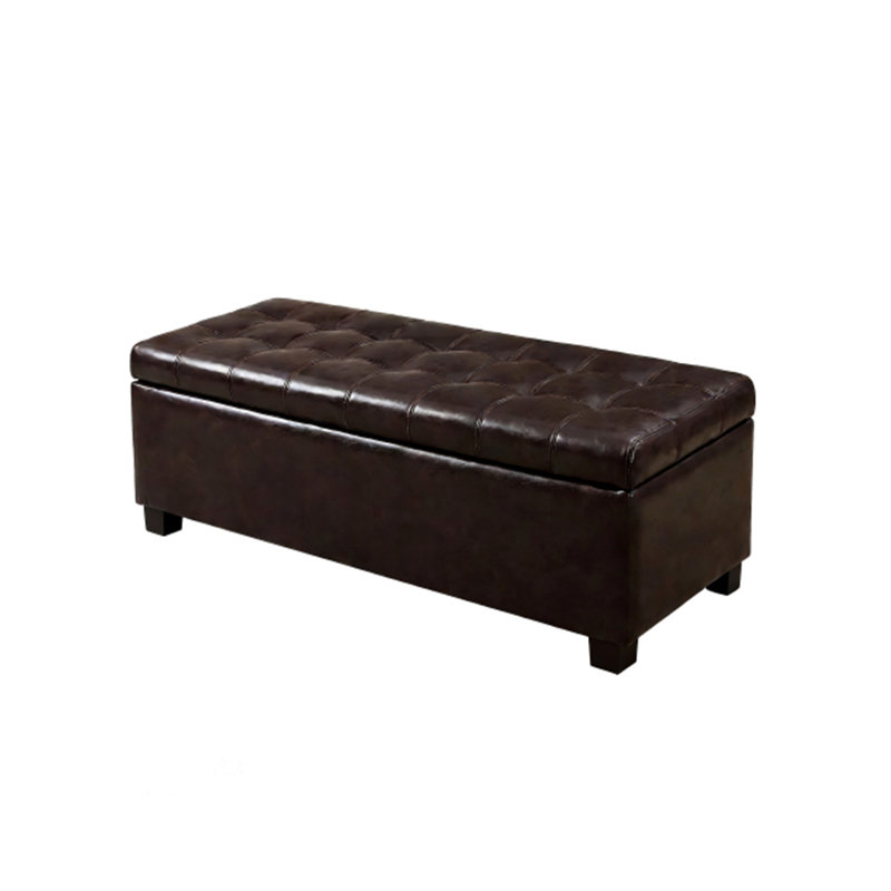 49.75" W Tufted Top Upholstered Storage Bench, Brown Tufted
