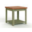 Table d'appoint carrée 24 po, sauge et bois fruitier, fabriquée en peuplier de 24 po, sans assemblage