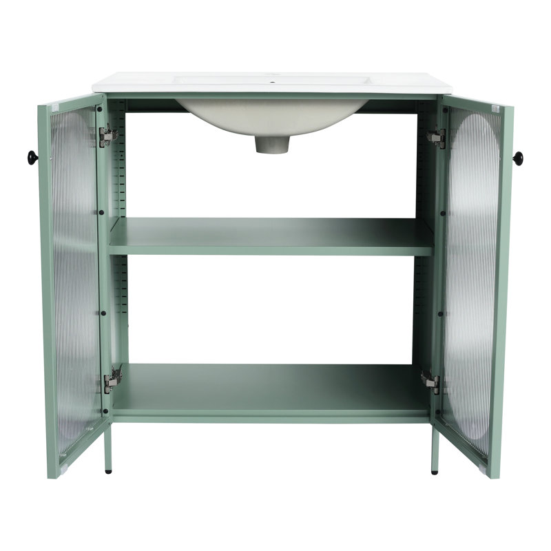 Meuble-lavabo autoportant de 30 po avec lavabo en céramique