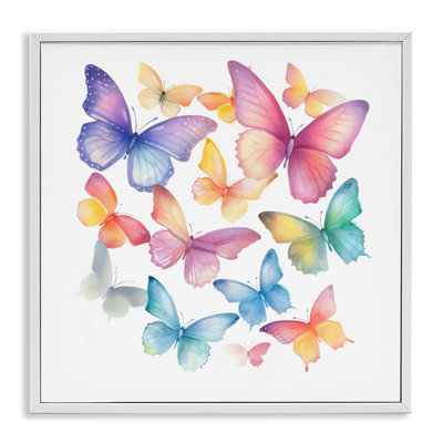 Giclée encadrée Rainbow Butterflies Rabble, design par Creative Studio