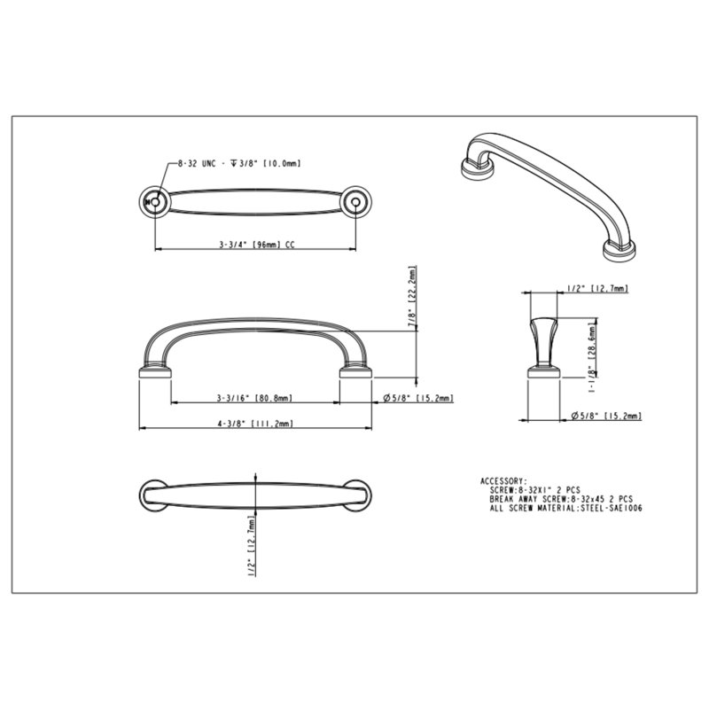 Weser 305 Mm Center-To-Center Bar Pull, Oil Rubbed Bronze, 4 3/8"