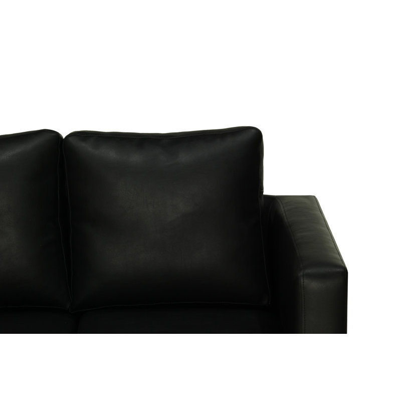 Mercersburg 2 Seater Faux Leather Loveseat, Black