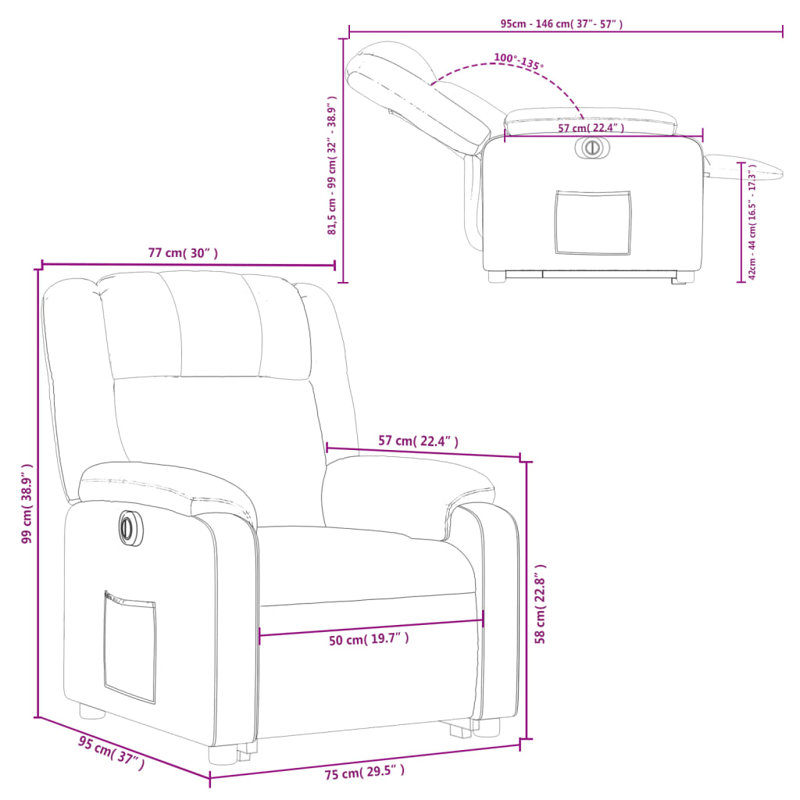 Upholstered Massage Chair, Gray Polyester, Power