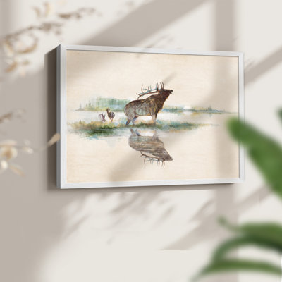 Misty Elk -Framed Print - Restickable