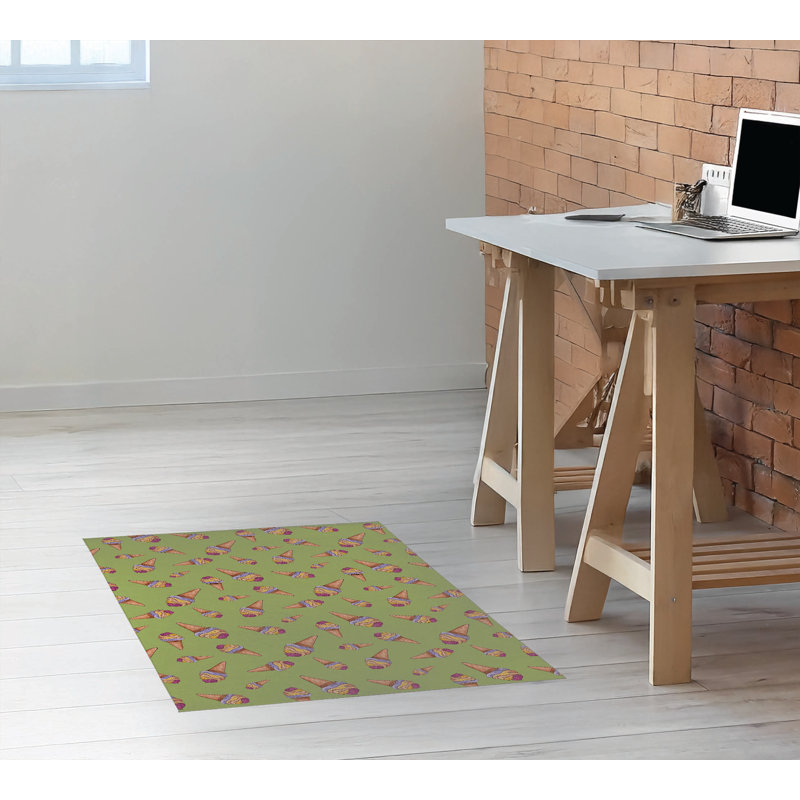 Tapis de bureau léger Summer Ice Cream, L 48 po x P 72 po, Herbe verte