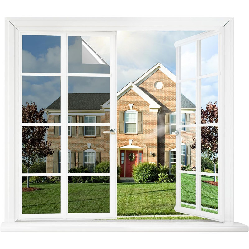 One Way Privacy Window Film For Home - Heat And UV Blocking Reflective Static Cling Mirror Tint - See Out Not In - Glare Reduction And Energy Efficiency
