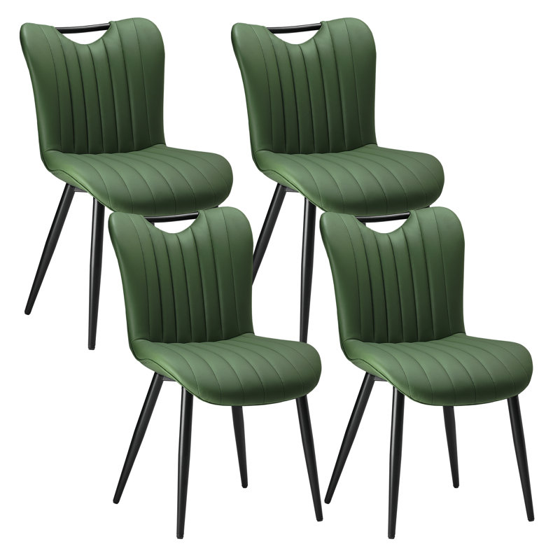 Modern Quilted Upholstered Dining Chairs Wingback Luxury Side Chairs With Metal Legs (Set of 4), Green
