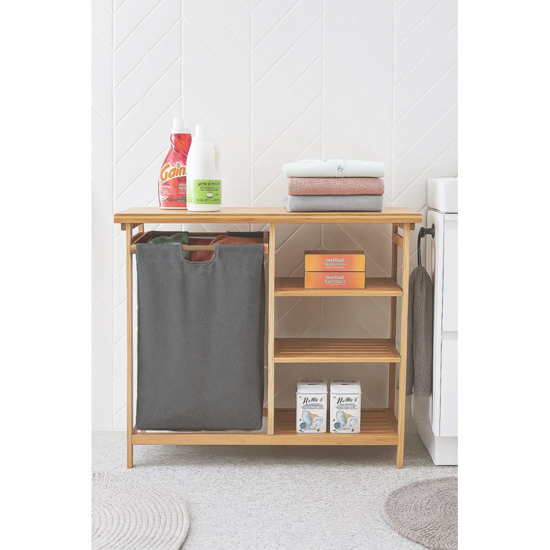 Happer Bamboo Cabinet Laundry Hamper with Handles