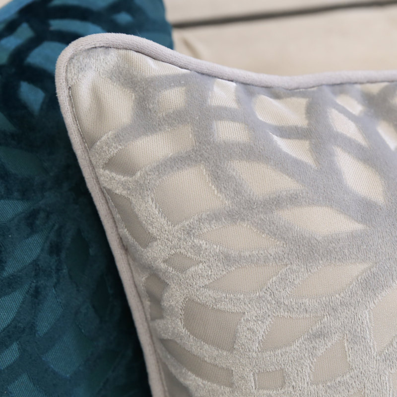 Damask Velvet Throw Pillow, Silver