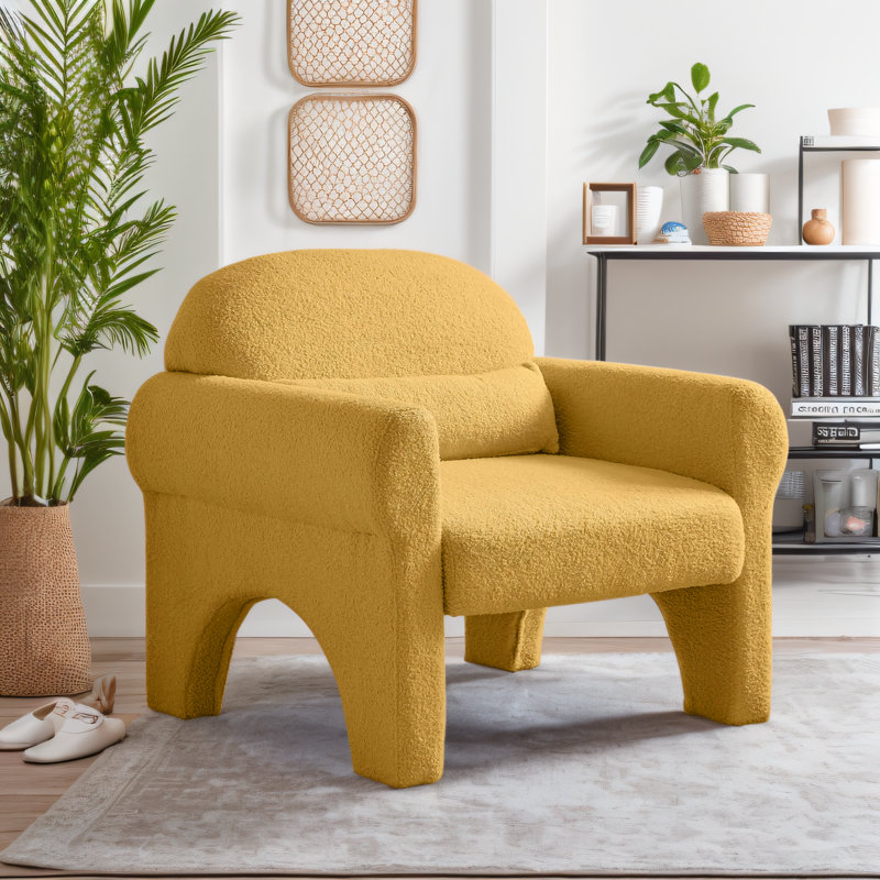 Fauteuil d'appoint à accoudoirs avec coussin lombaire, Jaune