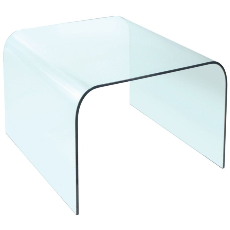 Aida Glass Top Sled End Table