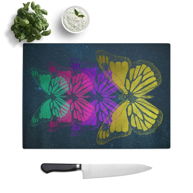 Cosmic Butterflies Chopping Board, 0.4cm H x 20cm W x 28.5cm L