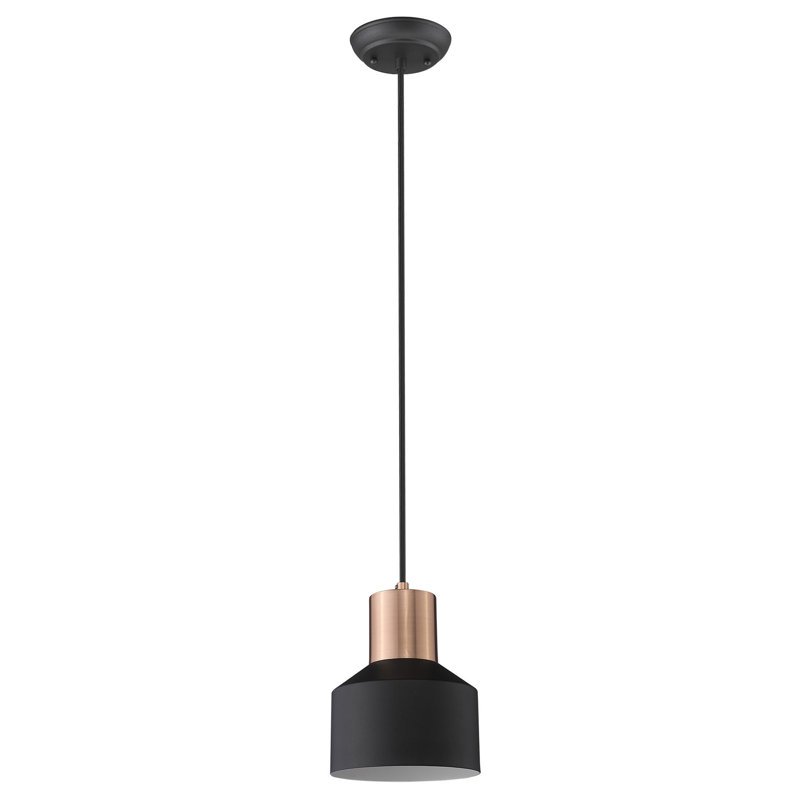 Luminaire suspendu en forme de dôme à 1 lumière Conners, Noir mat