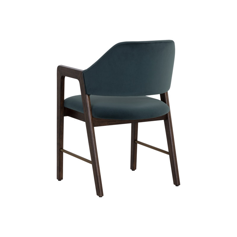 Bessinger Upholstered Dining Chair, Dark Gray Performance Basketweave, Brown