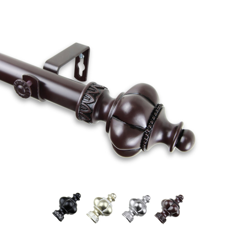 Tringle à rideaux simple Baney, Acajou, De 28 po à 48 po de largeur