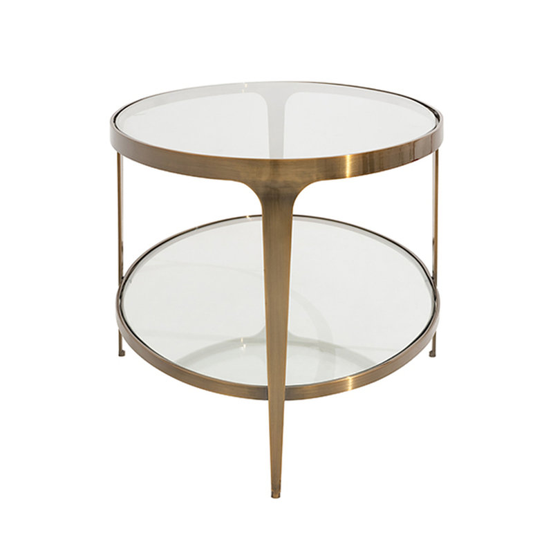 48" Gray Oval Glass Top Two-Tier Coffee Table