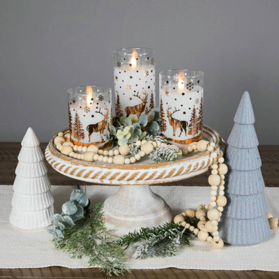 Unscented Flameless Jar Candle with Glass Holder