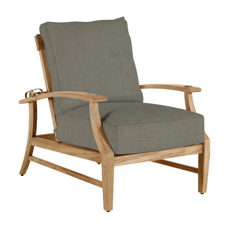 Croquet Teak Patio Chair with Cushions, Natural Teak, Welt, Intermix Bark