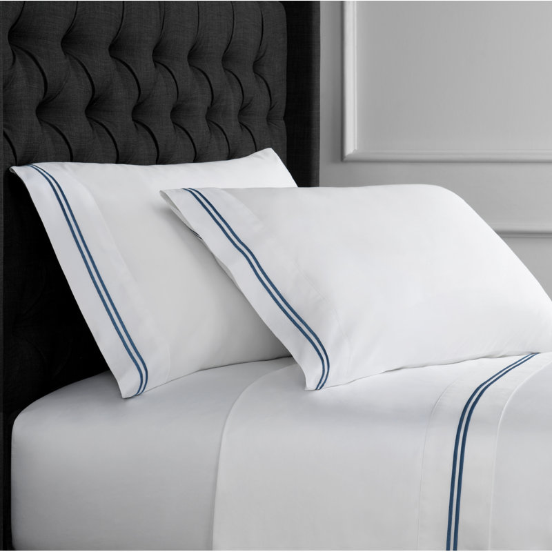 Benin Embroidered 1000 Thread Count 55% Cotton / 45% Polyester Sheet Set, King Sheet Set with Fitted Sheet and 2 Pillowcases
