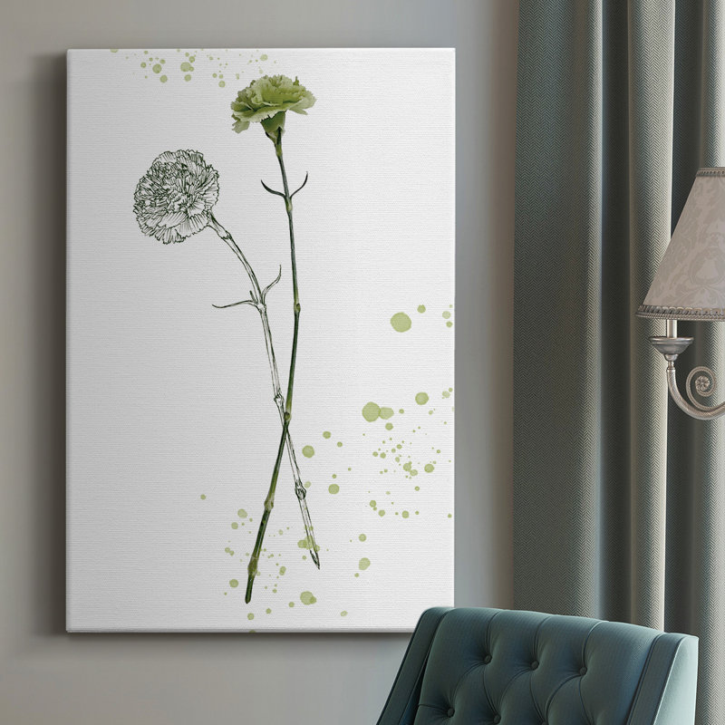 Fleur botanique III - peinture sur toile tendue, H 27 po x l 16 po x P 1 po