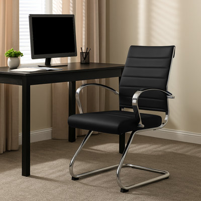 Doba Comfortable Ergonomic Executive Leather Office Chair with Lower Back Support and Steel Frame – Modern Conference Task Chair for Home or Office by Ivy Bronx