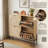 Space-Saving Shoe Cabinet with Four Flip-Down Doors and Rattan Accents - Narrow Freestanding Storage Organizer for Entryways, Hallways, and Mudrooms-310471755