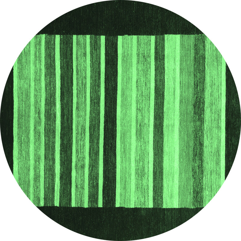 Tapis à motif abstrait vert émeraude 808, Rond 7 pi