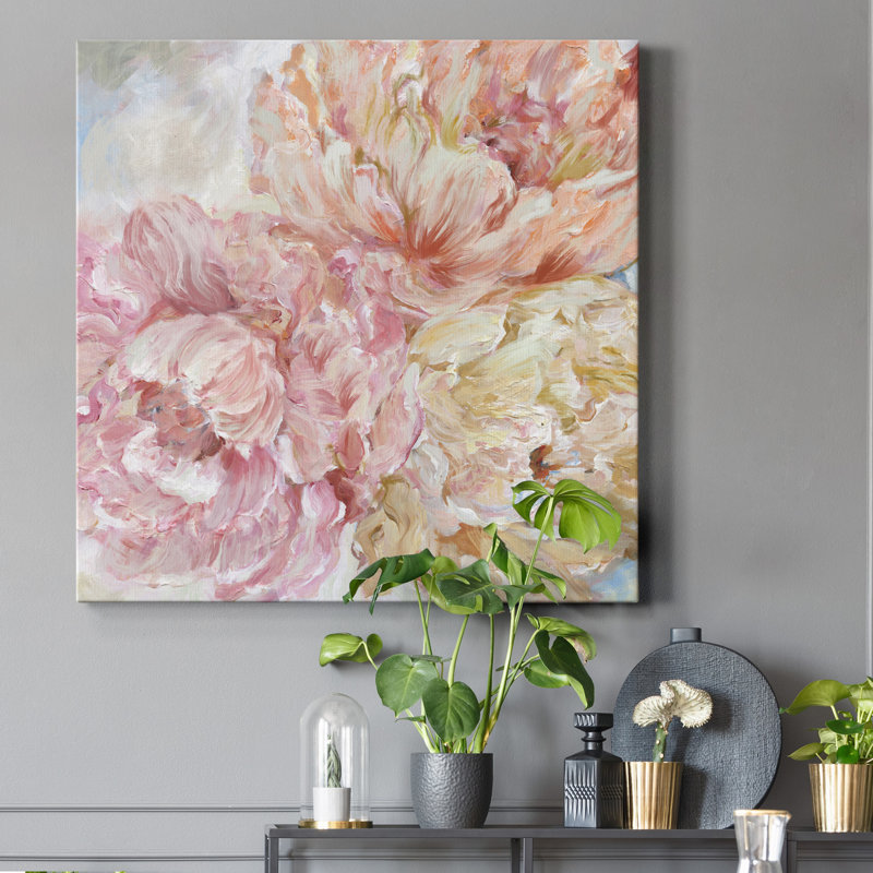 Contemporary Peony II - reproduction d'art sur toile tendue, H 40 po x l 40 po x P 1 po