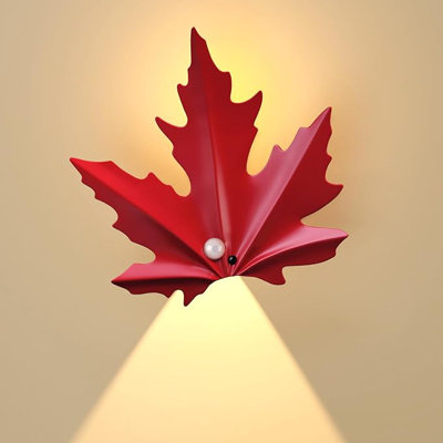 Lampe murale d'intérieur à DEL feuille d'érable avec détecteur de mouvement à DEL, appliques murales magnétiques sans fil à intensité variable avec télécommande pour couloir, entrée, salon, chevet, escalier