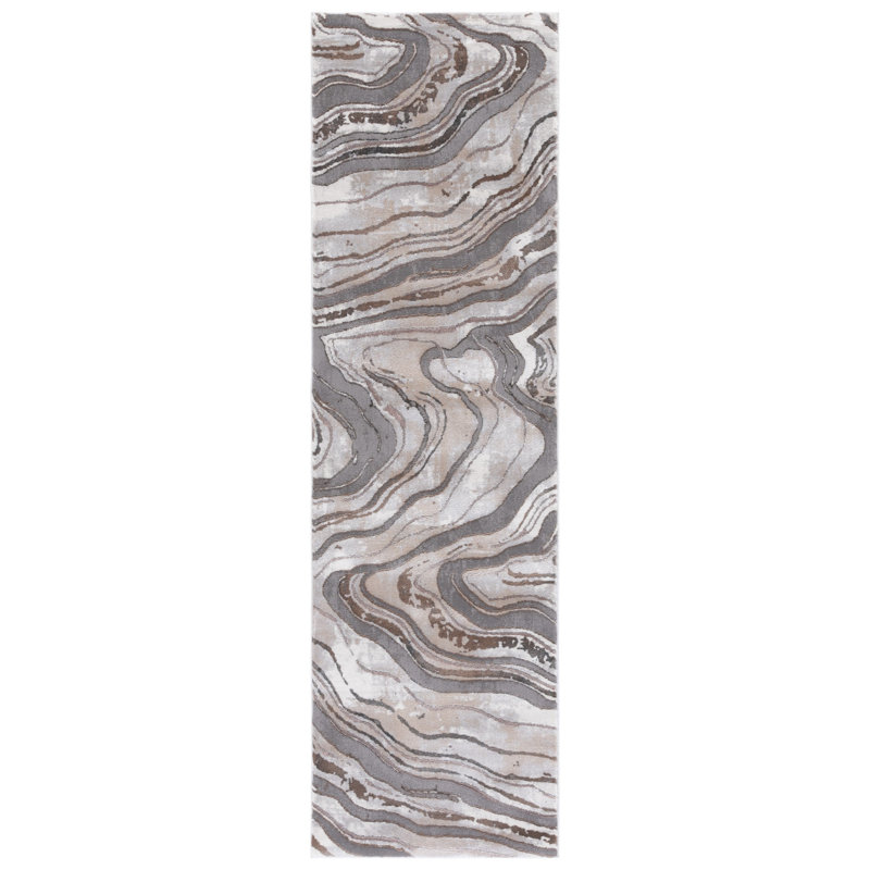 Swindle Abstract Gray/Beige Area Rug, Runner 2'3" x 8'