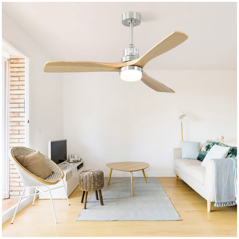Ventilateur de plafond 52 pouces avec moteur à courant continu réversible à 3 vitesses et 3 lumières à DEL à intensité variable pour la chambre à coucher