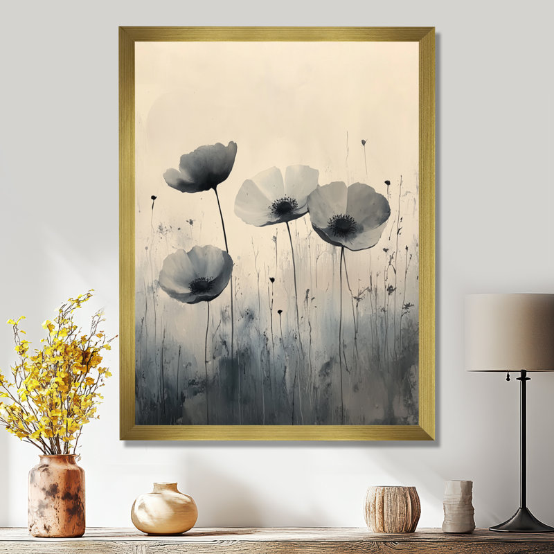 Barloy - Floral Wall Art Living Room, H 32 po x l 16 po, Reproduction encadrée d'une seule photo, Doré