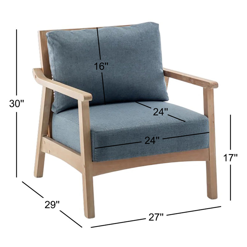 Fauteuil en polyester de 27 po Nicki, Lin bleu moelleux