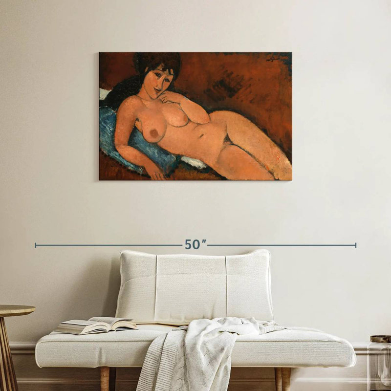 Nude On A Blue Cushion, H 24 po x l 36 po