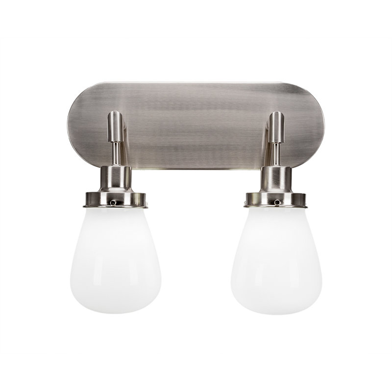 Elwell 2 Light Bath Bar Shown With 5" Glass, Chrome, White