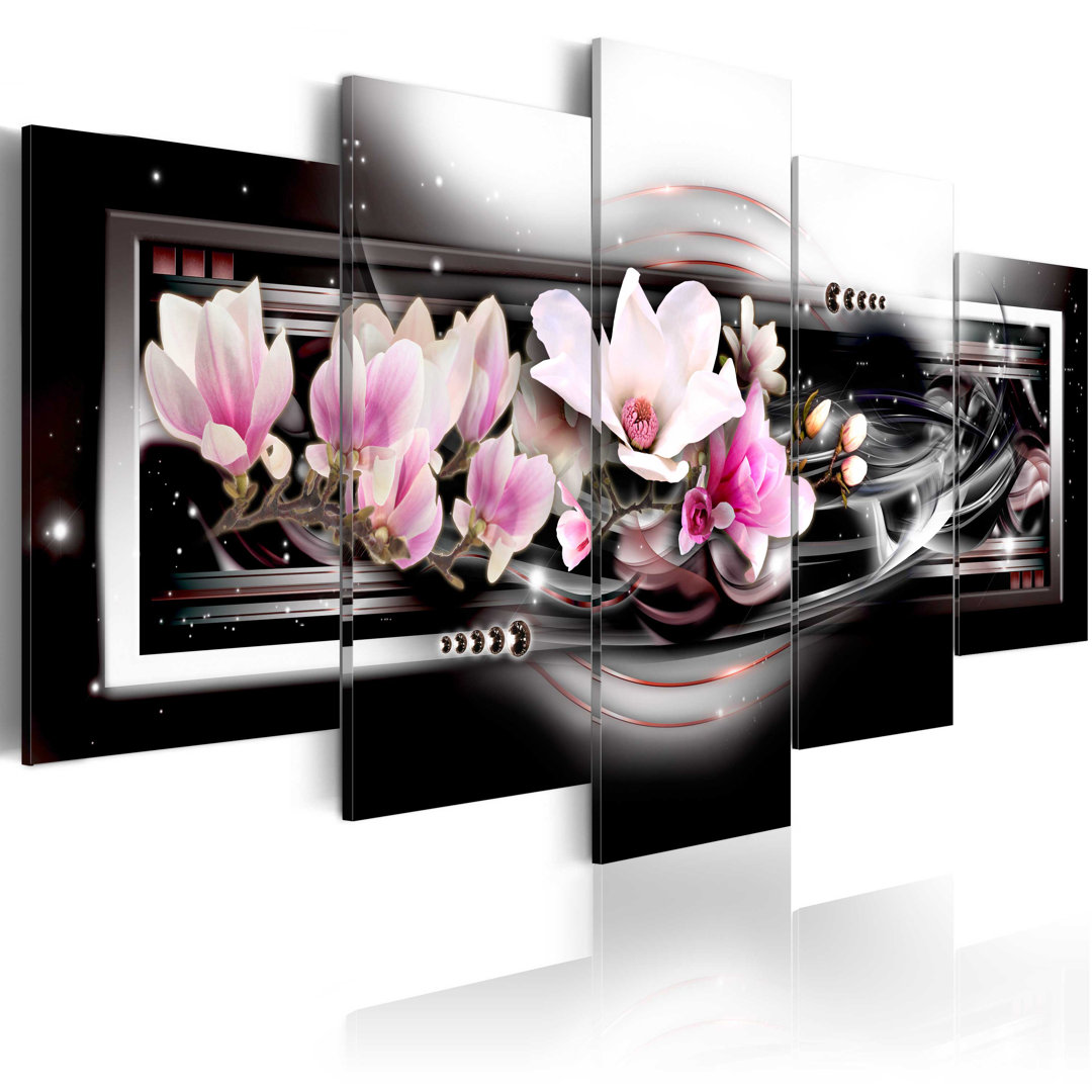 Leinwandbild – Magnolias on a black background