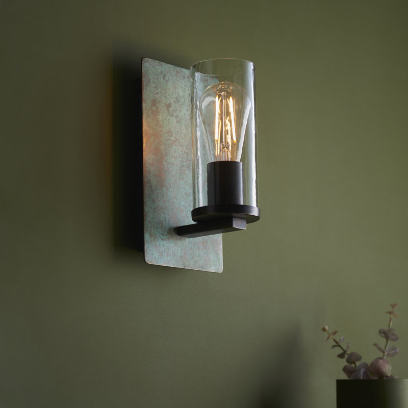 Alzahraa Steel Flush Mounted Sconce, Verdigris Bronze Plate