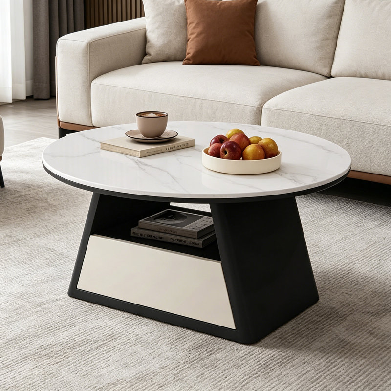 1 table basse simple, Blanc / Gris, Noir / blanc, H 15,74 po x L 27,55 po x l 27,55 po
