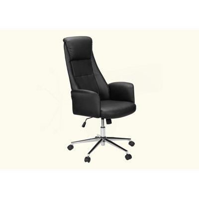 Fauteuil de bureau, hauteur réglable, ergonomique, pivotant, accoudoirs, travail, aspect cuir, métal, contemporain, moderne
