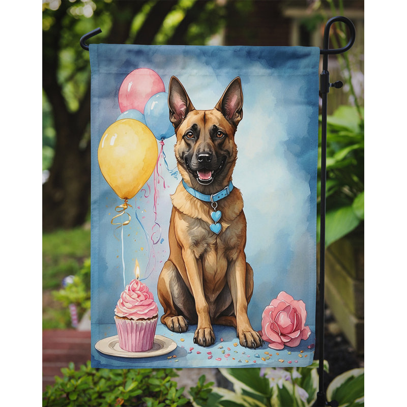 Drapeau de jardin «Happy Birthday», Malinois belge