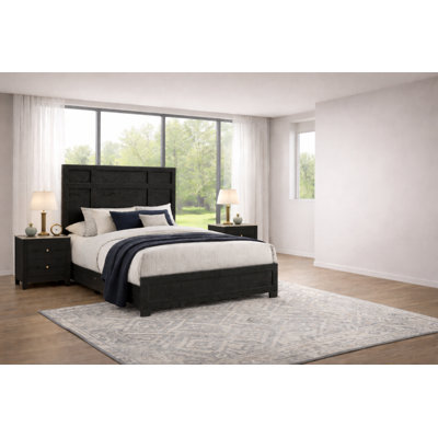Modern Panel Bedroom Set in Black Finish