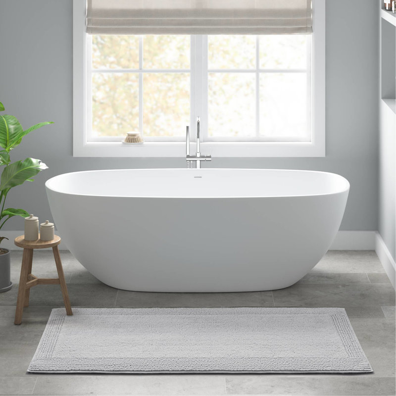 100% Cotton 24X44" 3000 Gsm Reversible Grey Bath Rug, - , Long Lasting, Non Slip Suggested Construction, Easy To Clean, Option