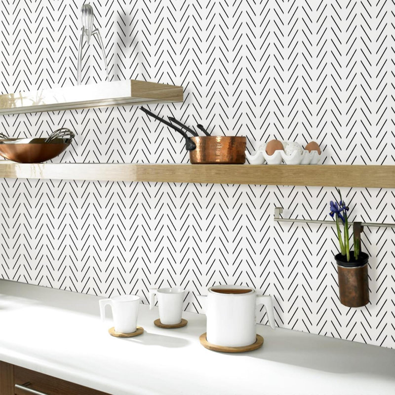 Papier peint adhésif à motif à chevrons moderne, papier peint amovible géométrique pour salle de bain