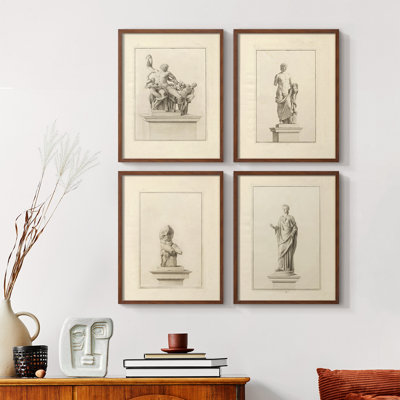 Vintage Sketch CVIII  Framed Print - Set of 4