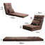 Lit-lit d'invité moderne ajustable et pliable, 14 sections, 5 positions inclinables, triple rabattable, surface brune, rembourrage en lin, structure en métal, avec un coussin décoratif pour le voyage et le dortoir convertible